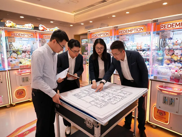 Harman operations team in arcade showroom