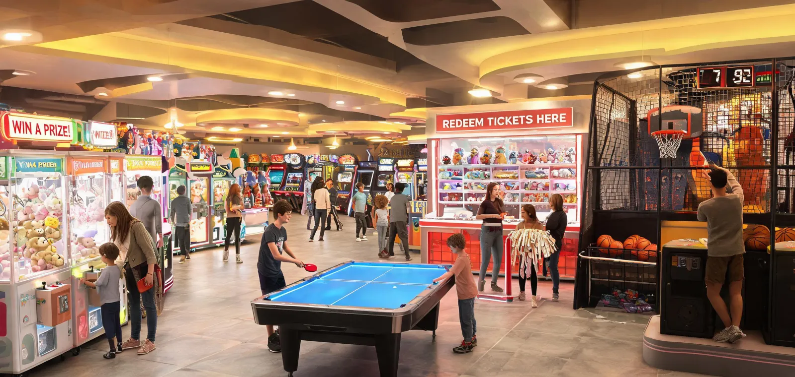 Commercial arcade redemption floor
